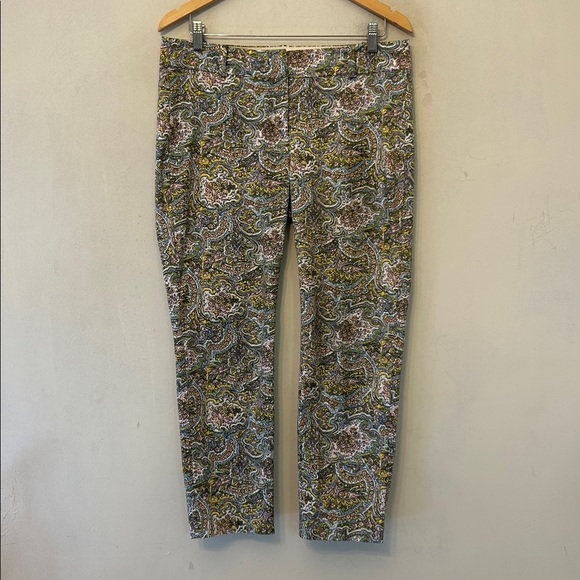 Ann Taylor Carnegie crop green pink paisley pants Size 8 EUC - Picture 2 of 8